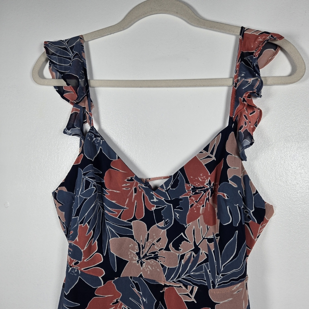 Lulus Fragrant Blooms Navy Blue Pink Tropical Floral Print Maxi Dress Size Small - Picture 4 of 16